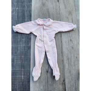 VTG 1960-70S Layette Baby Bliss Pink Girl Matching Plaid Ribbon Outfit Small